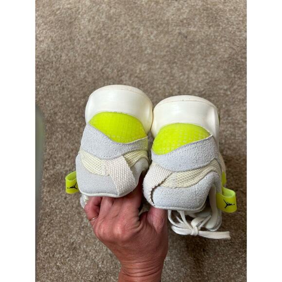 Womens JORDAN MA2 'PALE IVORY VOLT' neon suede chunky sole SZ 6 tennis shoes - Picture 6 of 11